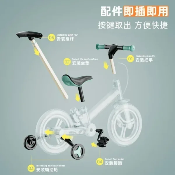 Nadle Children's Bicycle Balance Bike 2-in-1 Multi Functional Foldable Baby Bicycle Sliding Bike - Image 4